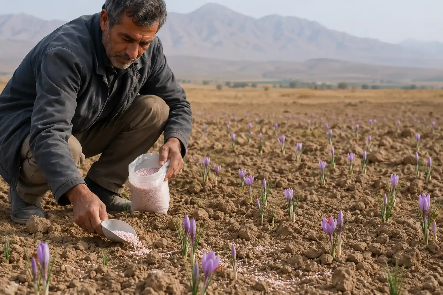 زمان مصرف کود سولفات پتاسیم گرانوله برای زعفران