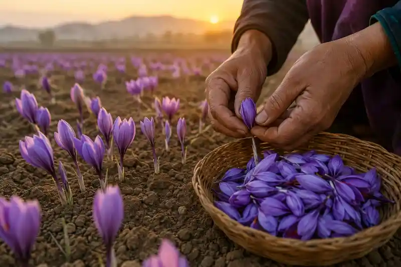 مراحل چیدن زعفران