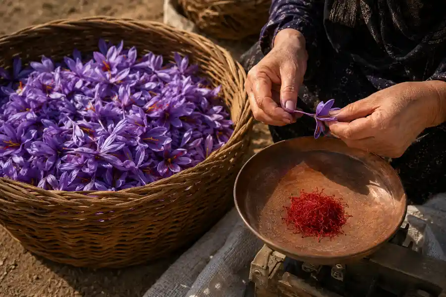 یک کیلو گل زعفران چند گرم زعفران تر میده