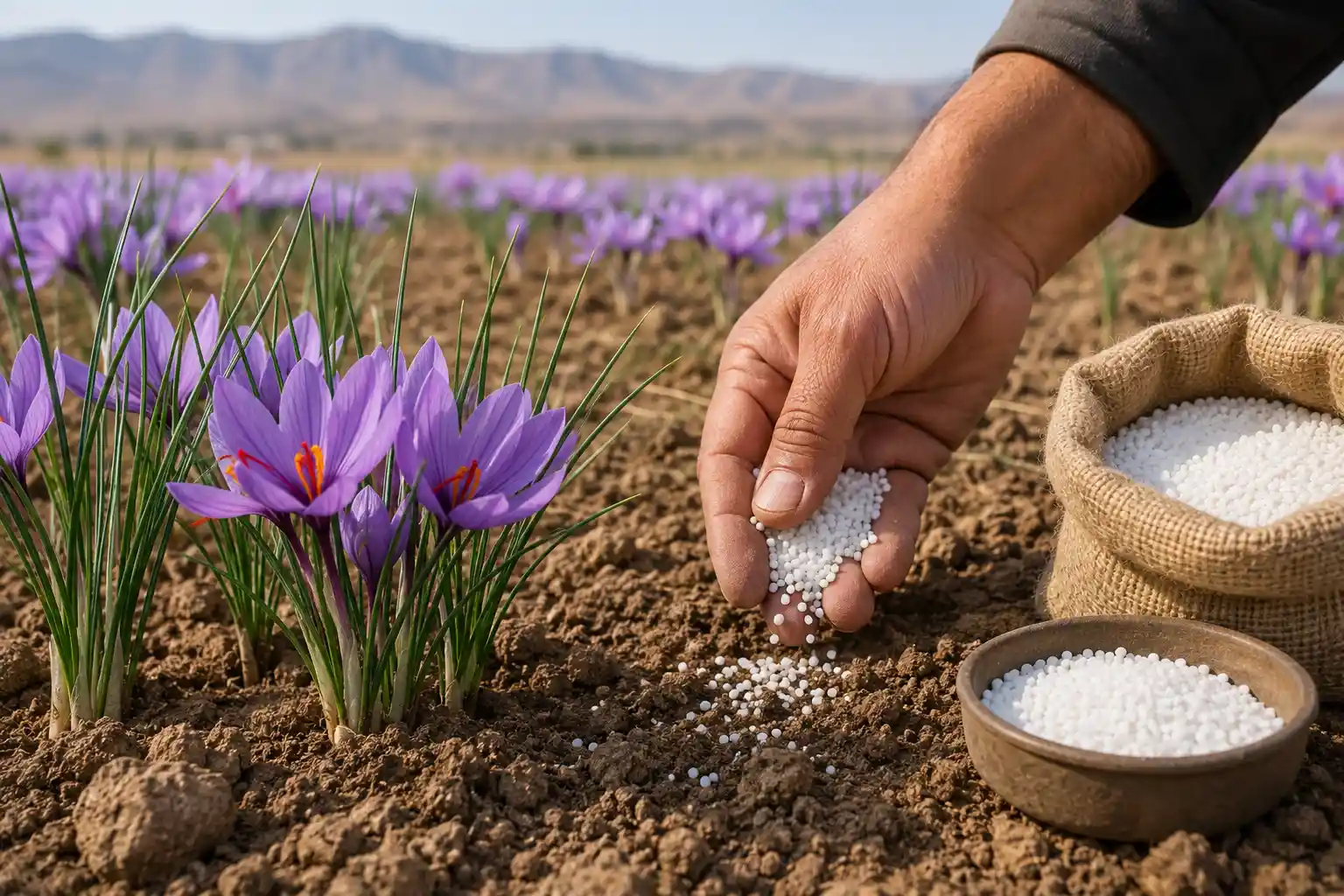 کود سولفات پتاسیم گرانوله برای زعفران
