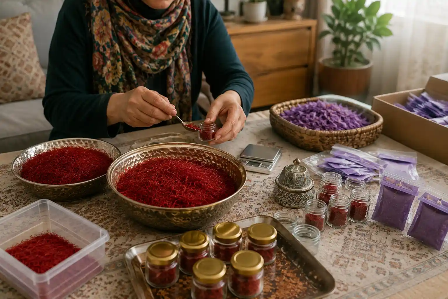 بسته بندی زعفران در منزل