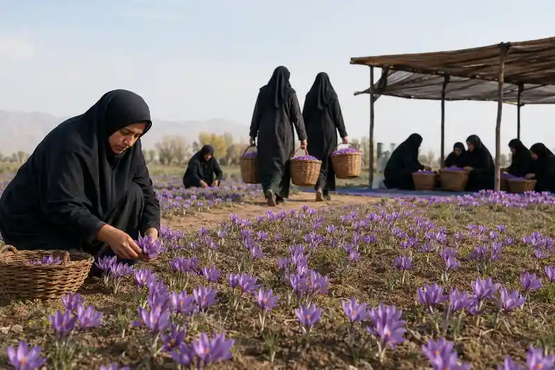 مراحل چیدن زعفران